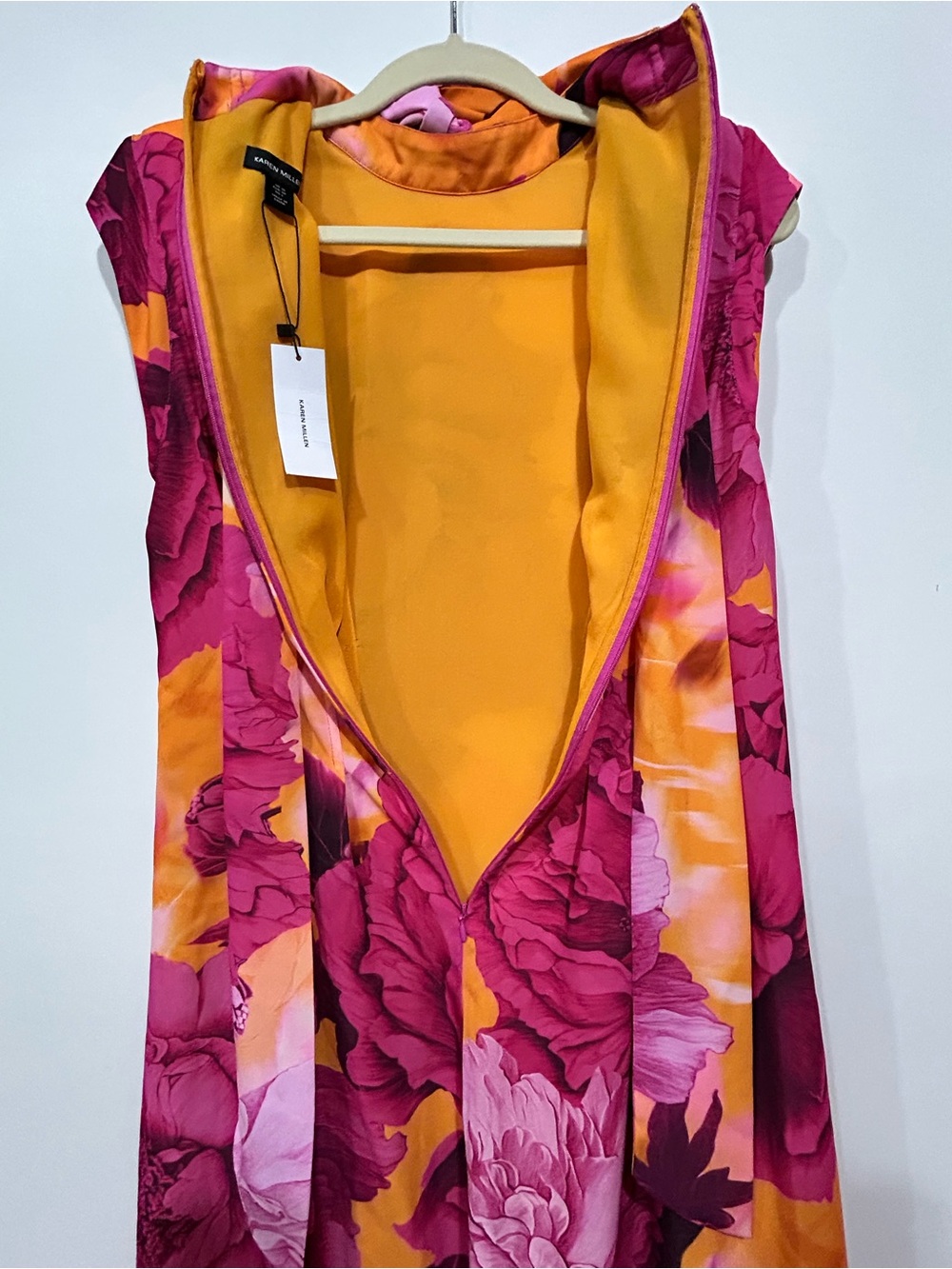 NWT Karen Millen Bold Abstract Floral Tie Neck All Occassion Summer Midi Dress 6 - Picture 10 of 13